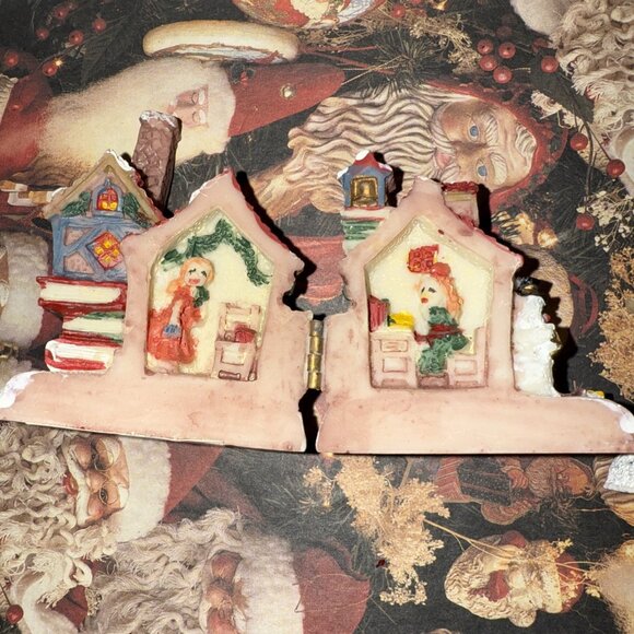 Vintage Christmas Village Houses Manger Building Wooden Ornaments Lot Of 4 Mini - Picture 12 of 16